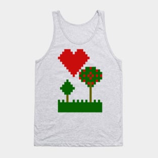 Hearts and Trees Nature Pixels Tank Top